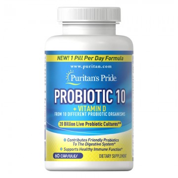 Probiotyk 10 szczepów z witaminą D3 60 kapsułek Puritan's Pride - 1