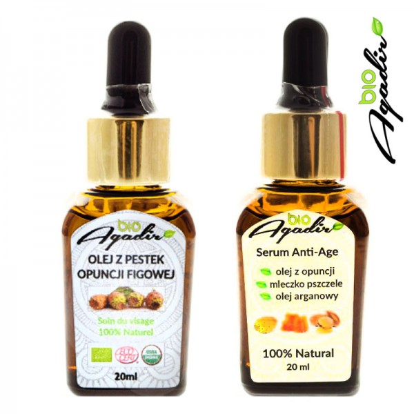 Zestaw Olej z opuncji figowej 20 ml + Serum Anti-Age 20 ml Bio Agadir - 1