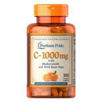 Witamina C z bioflawonoidami i dziką różą 1000 mg 100 tabletek Puritan's Pride - 1
