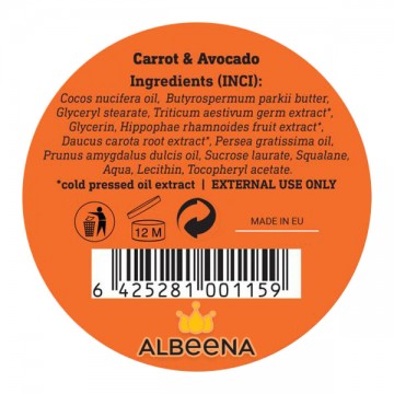 Naturalny balsam pielęgnacyjny marchew i awokado Albeena 30 g - 2