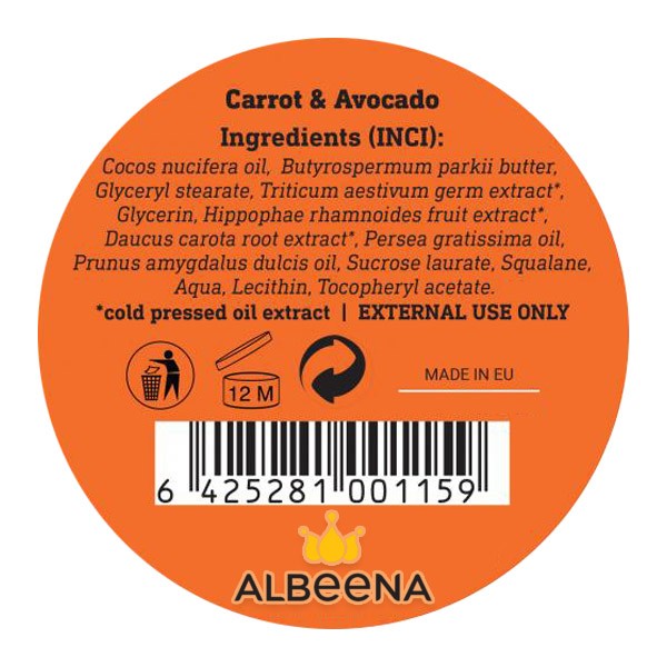 Naturalny balsam pielęgnacyjny marchew i awokado Albeena 30 g - 2