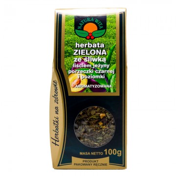 Herbatka zielona ze śliwką liściem jeżyny porzeczki czarnej i poziomki Natura Wita 100 g - 1