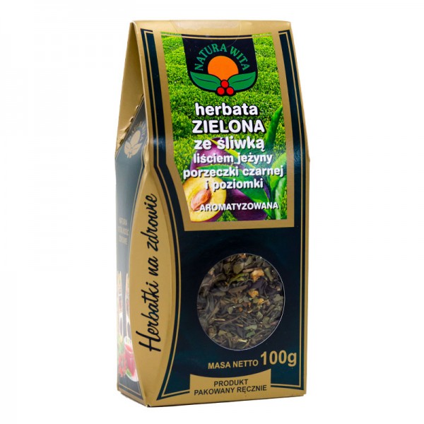 Herbatka zielona ze śliwką liściem jeżyny porzeczki czarnej i poziomki Natura Wita 100 g - 2