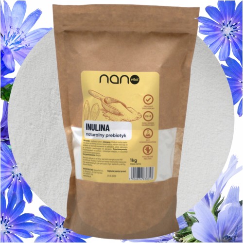 Naturalna inulina 1 kg w proszku, zdrowy prebiotyk i zamiennik cukru w dużym opakowaniu.