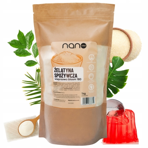 Żelatyna Spożywcza Wieprzowa 180 BLOOM 1kg Neutralna Wydajna Wielofunkcyjna