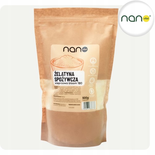 Opakowanie typu doypack 500 gram żelatyny spożywczej wieprzowej 180 BLOOM