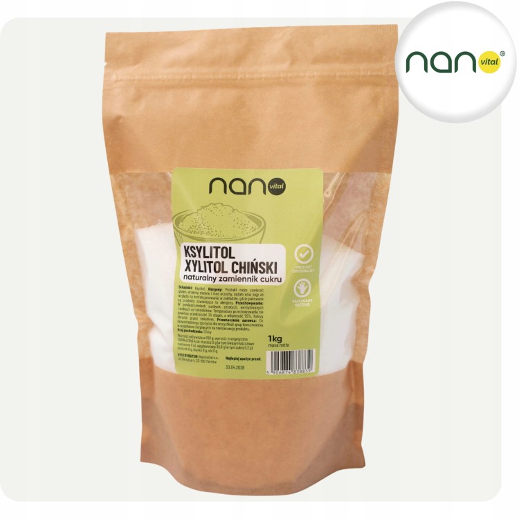 Naturalny ksylitol 1 kg w proszku, zdrowy słodzik brzozowy jako zamiennik białego cukru.