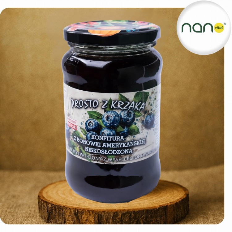 Dżem z Borówek Amerykańskich Naturalny Niskosłodzony 450g.