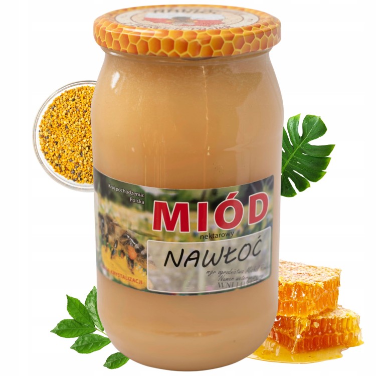 Opakowanie Miód Nektarowy Nawłoć 1100g Produkt Pszczeli Naturalny Uniwersalny Wydajny.