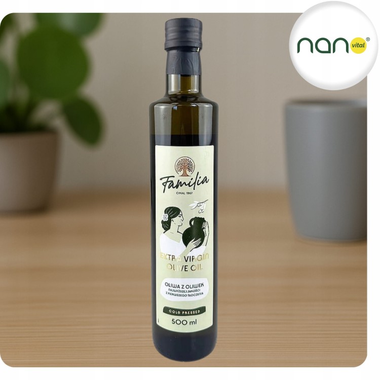 Oliwa z Oliwek Extra Virgin Familia 500 ml z Pierwszego Tłoczenia.
