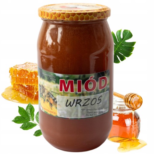 Opakowanie Miód Nektarowy Wrzos 1100g Produkt Pszczeli Naturalny Uniwersalny Wydajny.