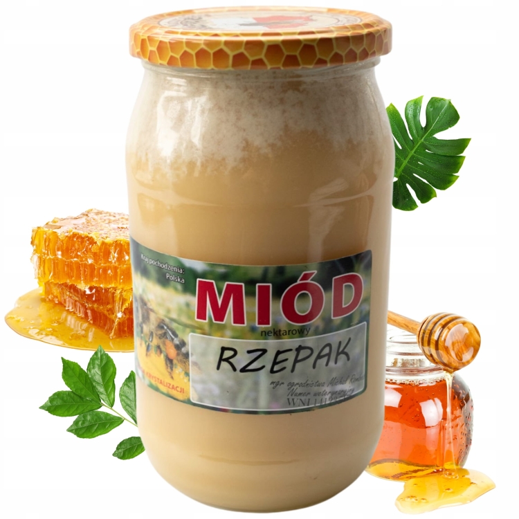 Opakowanie Miód Nektarowy Rzepak 1100g Produkt Pszczeli Naturalny Uniwersalny Wydajny.