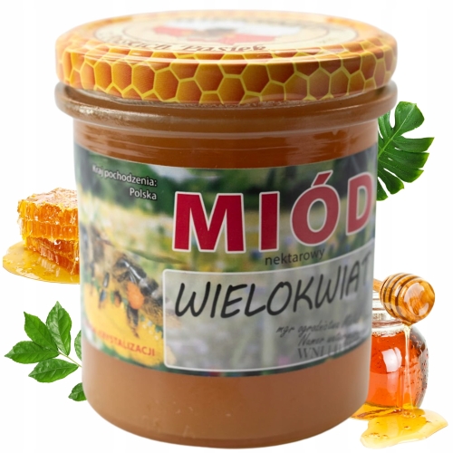 Opakowanie Miód Nektarowy Wielokwiat 420 g Produkt Pszczeli Naturalny Uniwersalny.