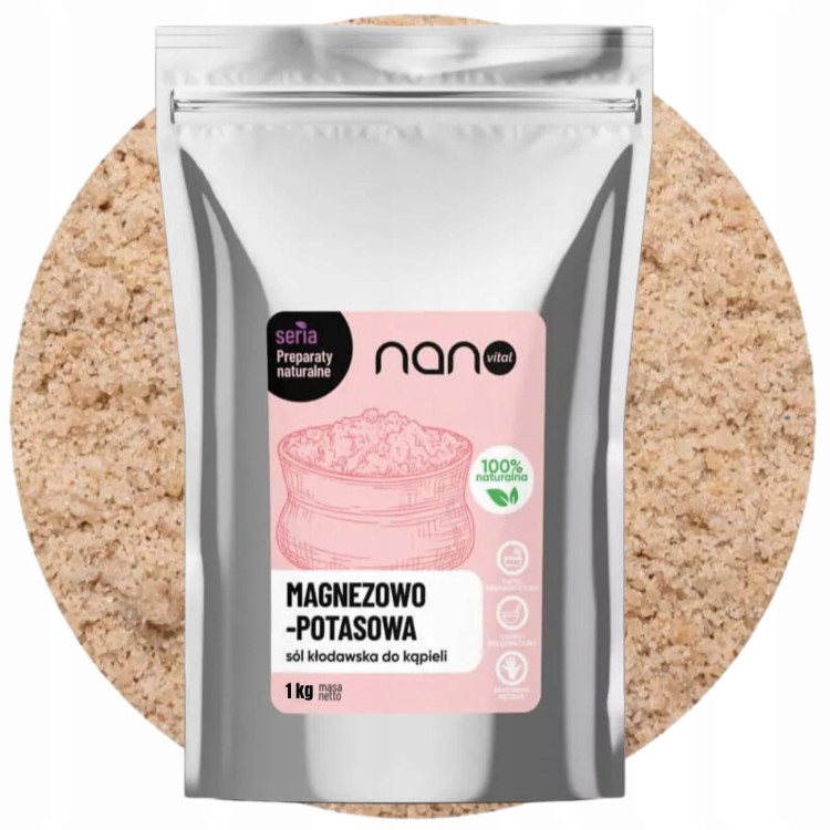 Opakowanie 1 kg naturalnej soli magnezowo-potasowej Kłodawskiej do kąpieli relaksacyjnych