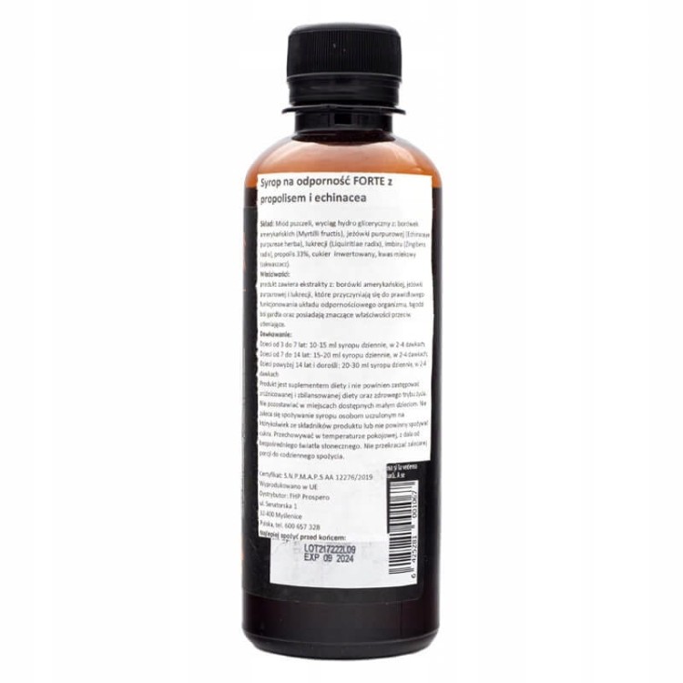 opakowanie 250 ml Naturalnego Syropu dla Dzieci Silna Odporność Albeena, z grafiką pszczoły i czytelną etykietą.