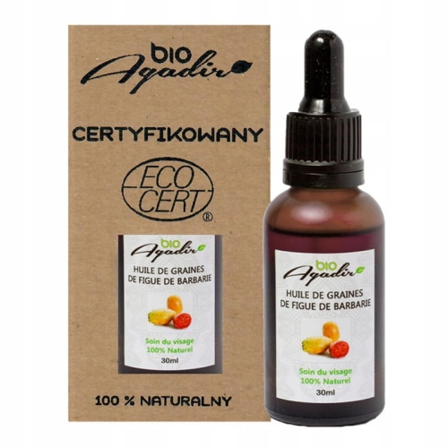 Opakowanie Czysty Naturalny Olej z Opuncji Figowej Bio Agadir 30 ml do Twarzy.