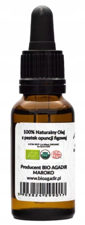 Opakowanie Czysty Naturalny Olej z Opuncji Figowej Bio Agadir 20 ml do Twarzy.