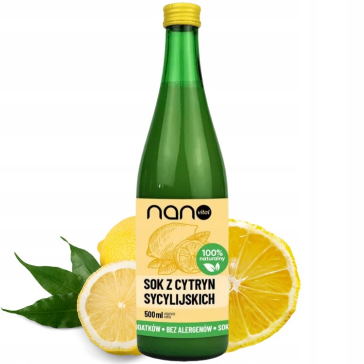 Opakowanie Sok Cytrynowy Naturalny z Cytryn Sycylijskich NFC Nanovital 500 ml.
