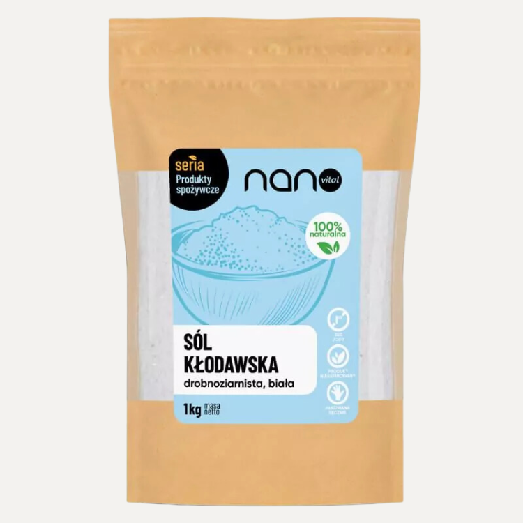 Naturalna Sól Kłodawska Kamienna Biała Drobna Niejodowana 1 kg.