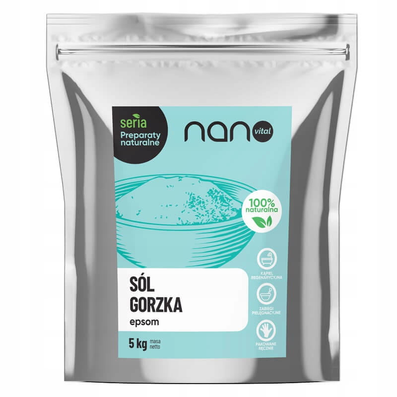 Sól Epsom do Kąpieli Gorzka Angielska Siarczan Magnezu Nanovital 5 kg