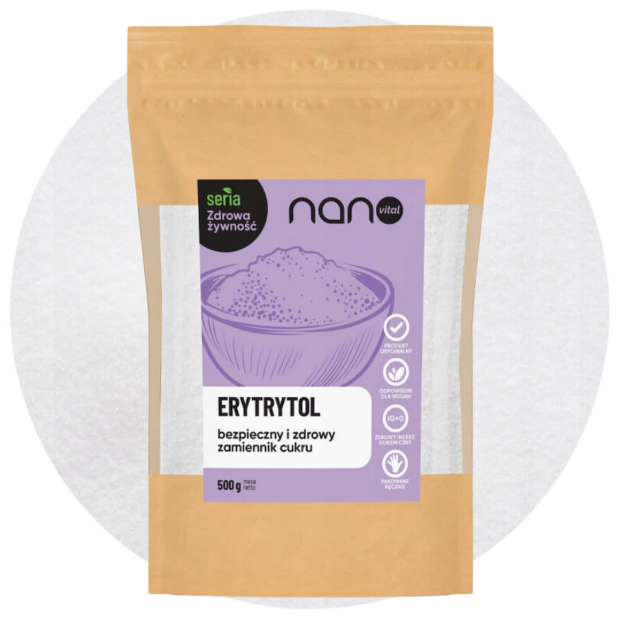 Erytrytol naturalny zamiennik cukru 0 kalorii Nanovital 500 g